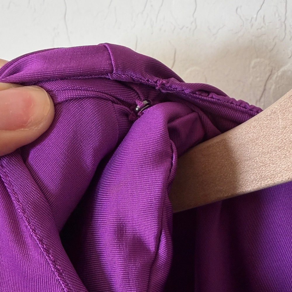 Veronica Beard Bora Satin Ruched Mini Dress in Dark Violet Size 6 - Picture 6 of 6
